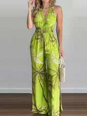 Lace Up Lycra Spandex Backless Floral Print Trousers Mssza