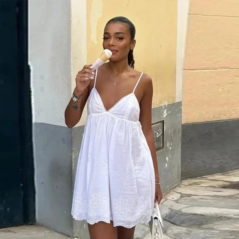 Lace Up Sling Sleeveless V Neck High Waist Backless Maxi Dress Mssaz Desses