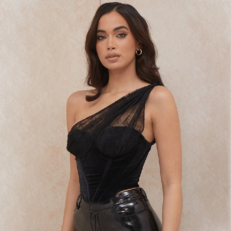 Lace Velvet Backless Clubwear Sleeveless Top Mssza