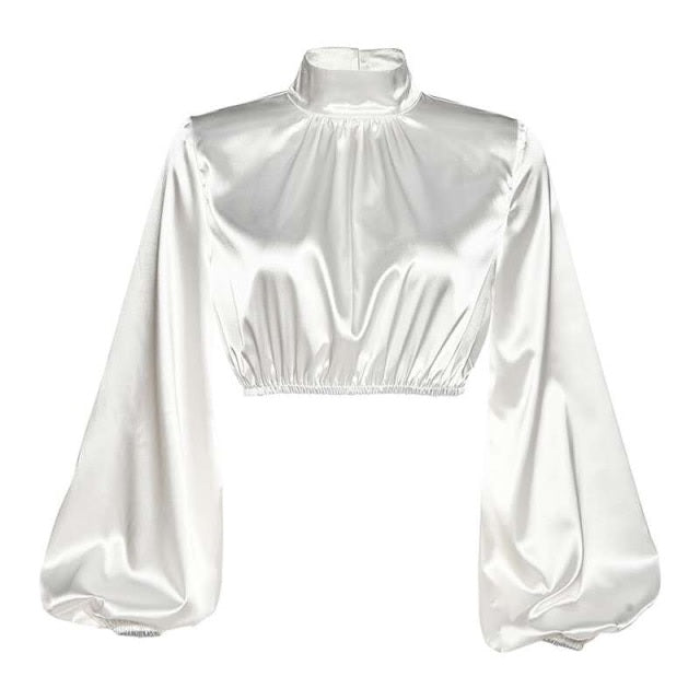 Lantern Long Sleeve Stand Collar Short Top Mssza