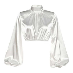 Lantern Long Sleeve Stand Collar Short Top Mssza