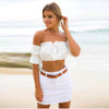 Lantern Sleeve Strapless Beach Style Medium Stretch Crop Top Mssza