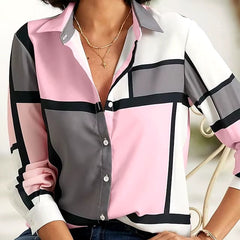 Casual Basic Long Sleeve Abstract Face Printed Blouse Shirt Mssza
