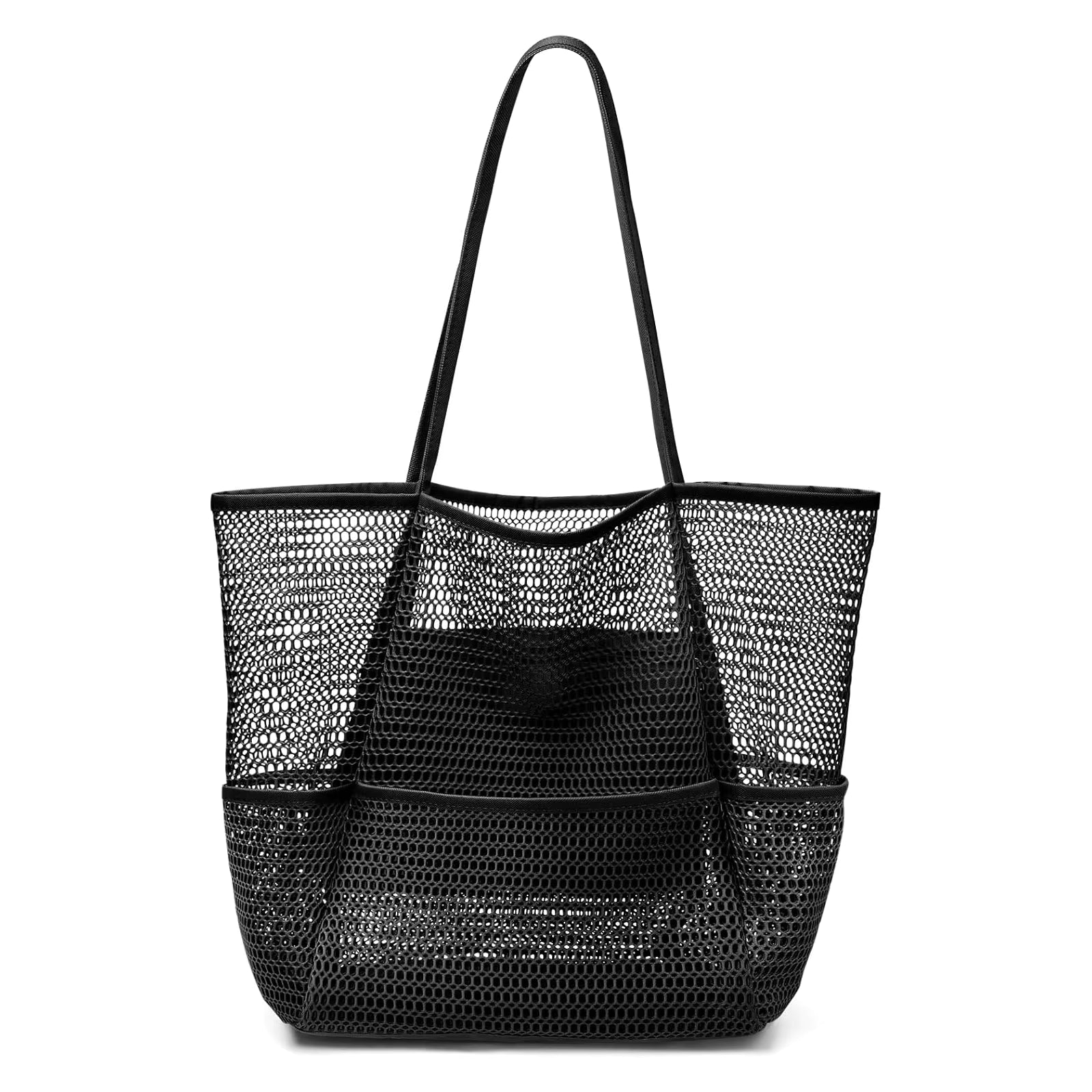 Large Capacity Foldable With Pocket Mesh Beach Shoulder Tote Bag Mssza