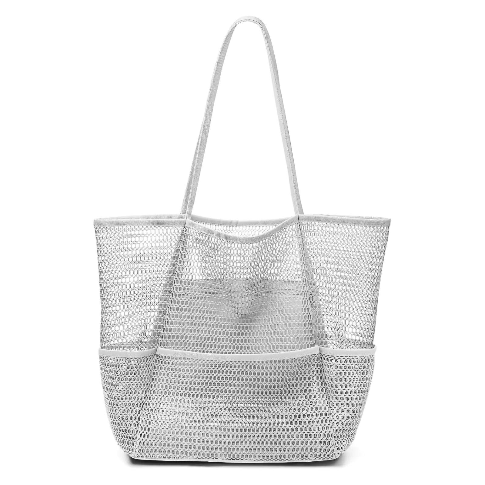 Large Capacity Foldable With Pocket Mesh Beach Shoulder Tote Bag Mssza