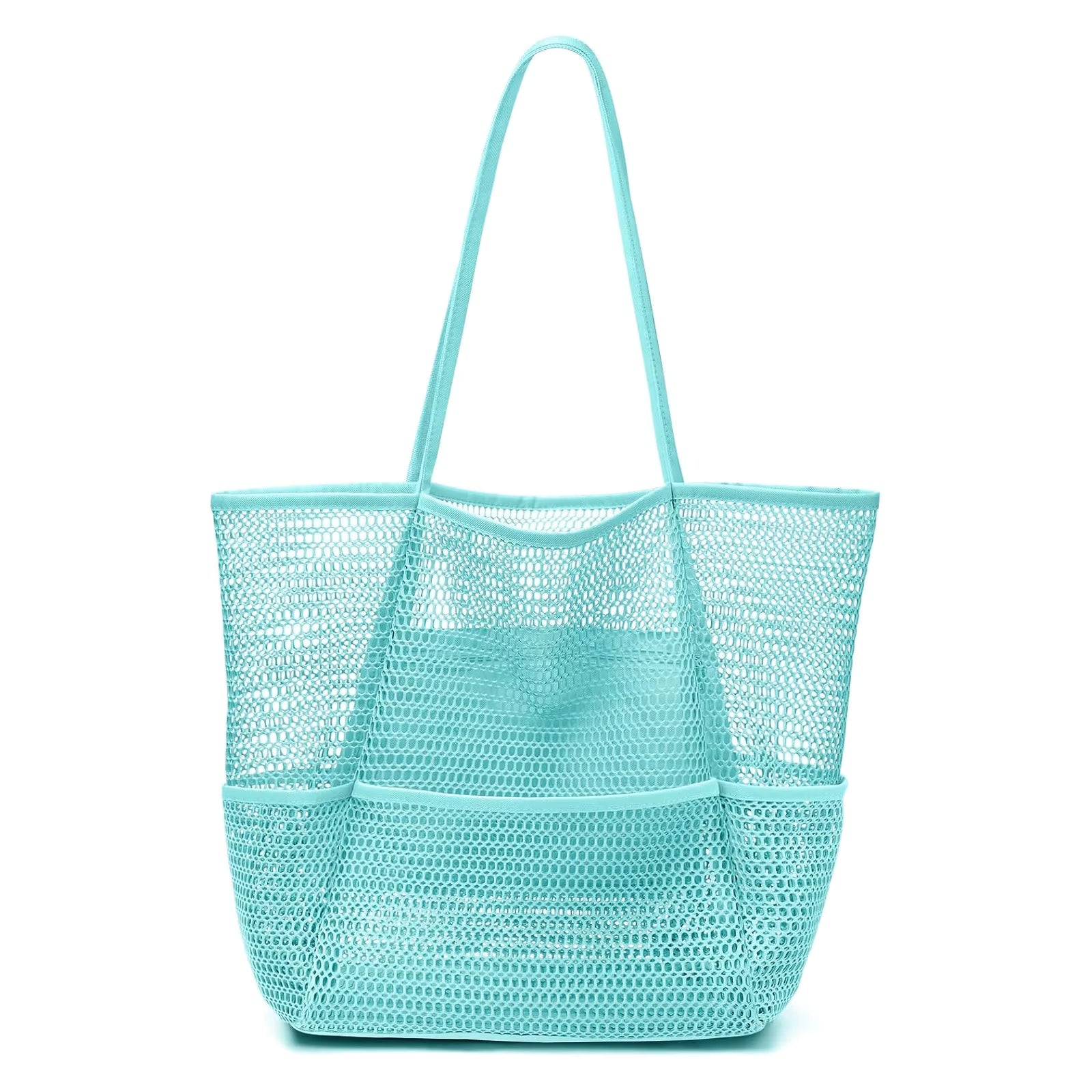 Large Capacity Foldable With Pocket Mesh Beach Shoulder Tote Bag Mssza