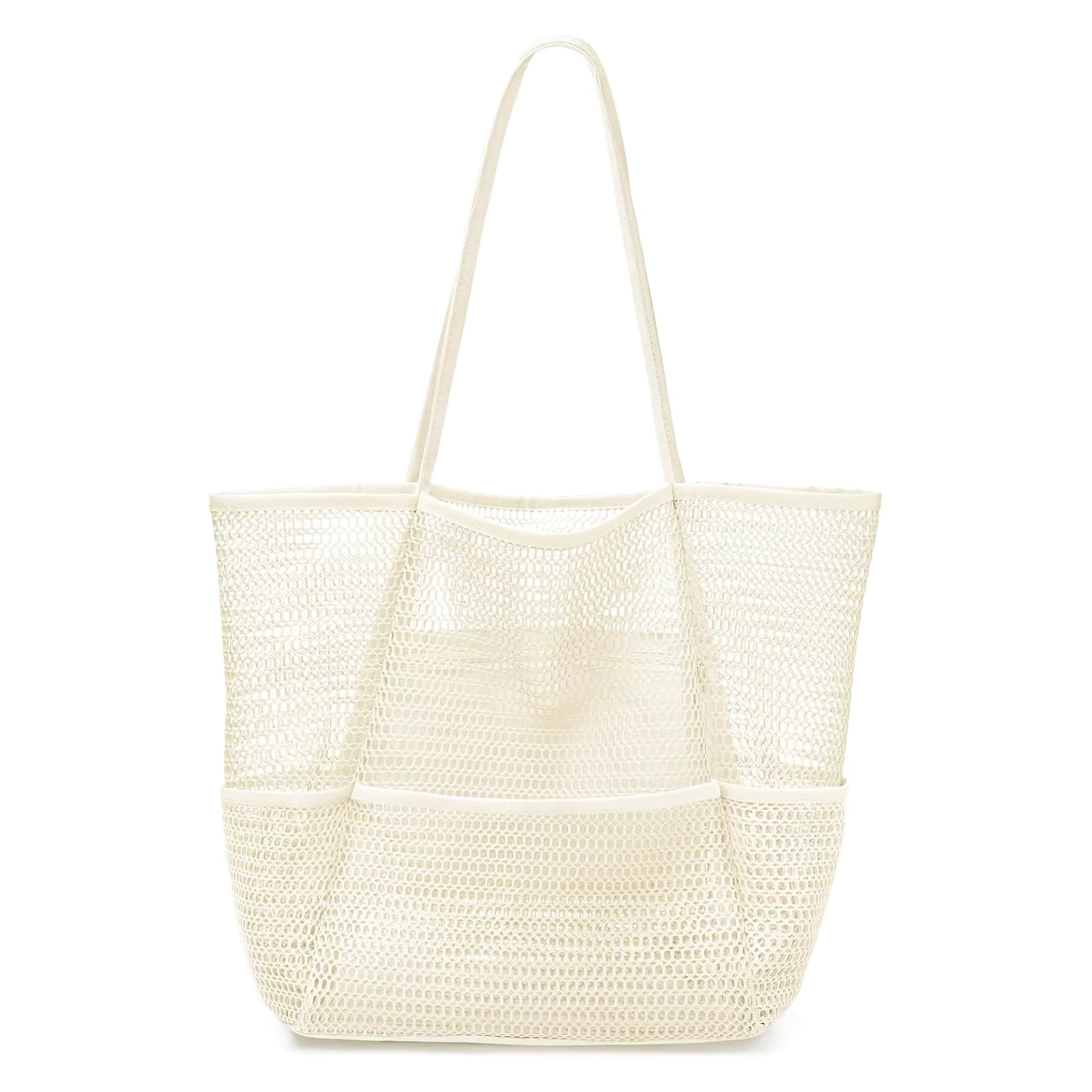 Large Capacity Foldable With Pocket Mesh Beach Shoulder Tote Bag Mssza