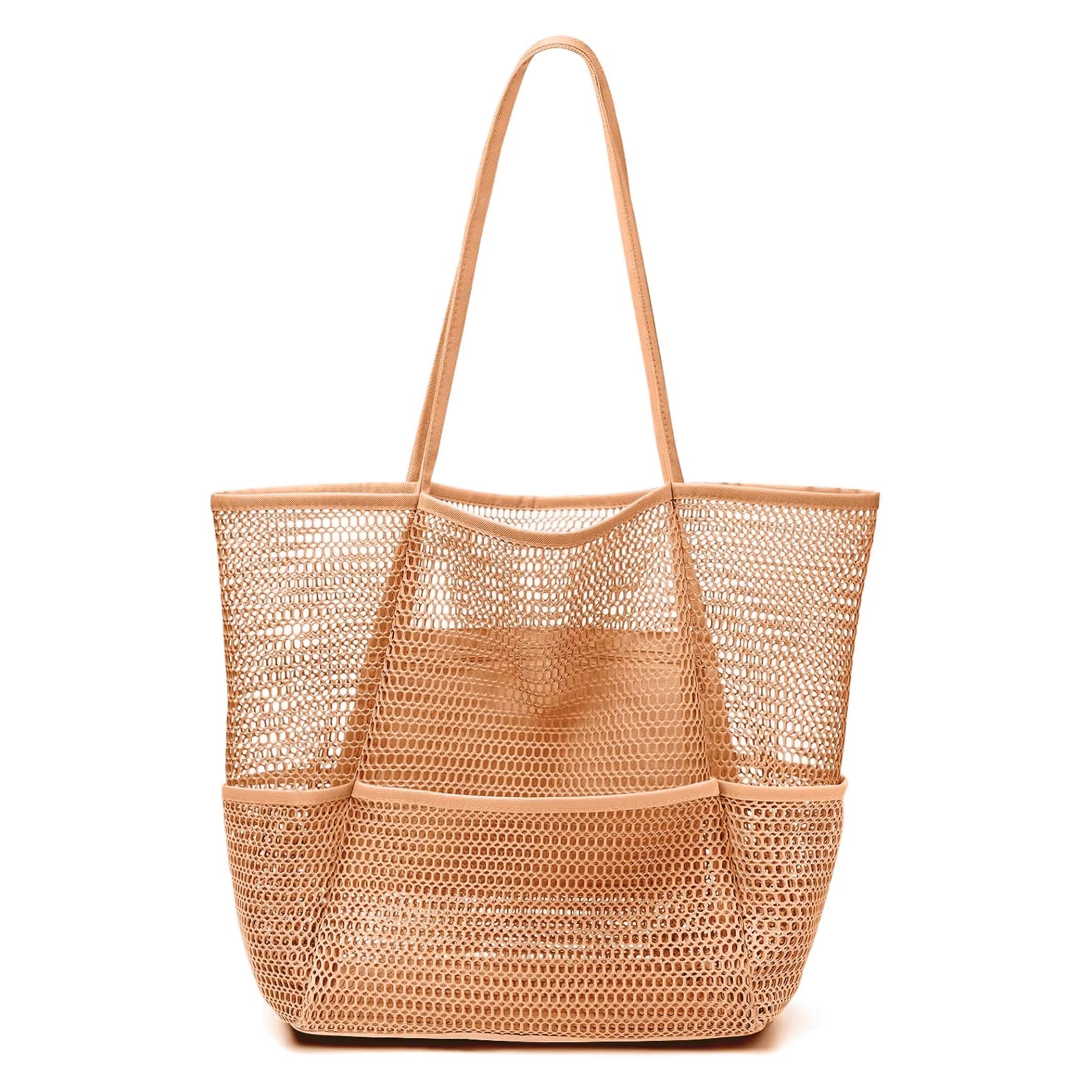 Large Capacity Foldable With Pocket Mesh Beach Shoulder Tote Bag Mssza