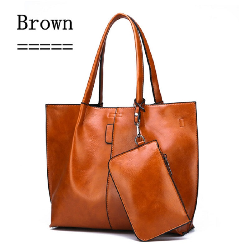 Large Capacity  Luxury Oil Wax Leather Handbags Mssza