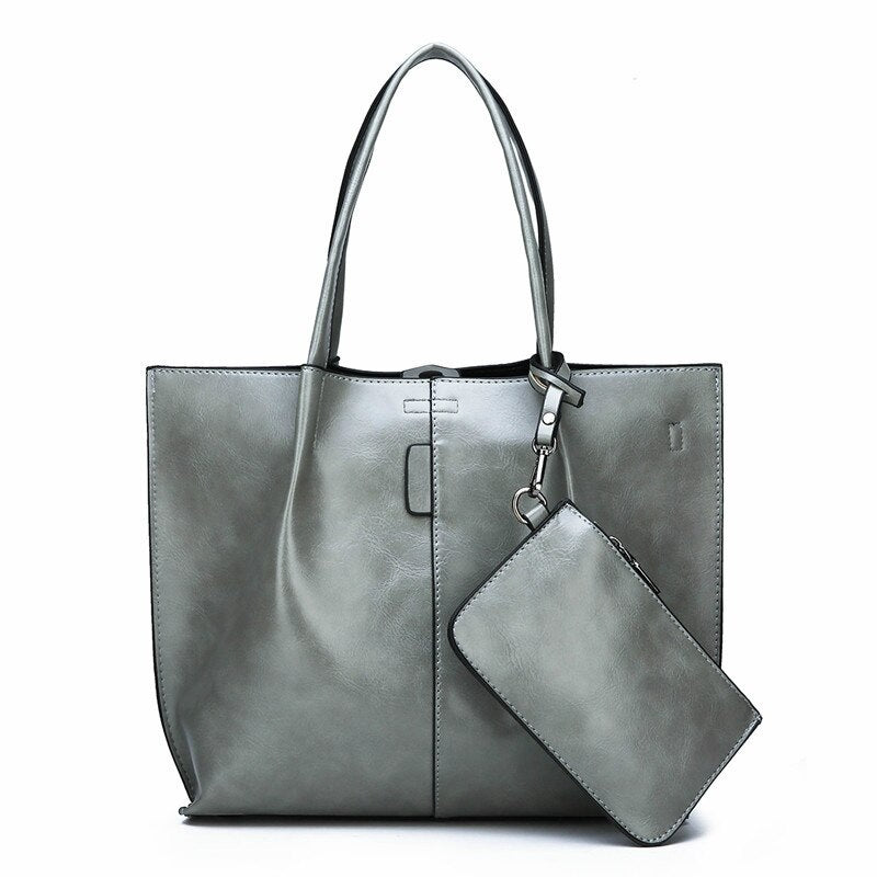 Large Capacity  Luxury Oil Wax Leather Handbags Mssza