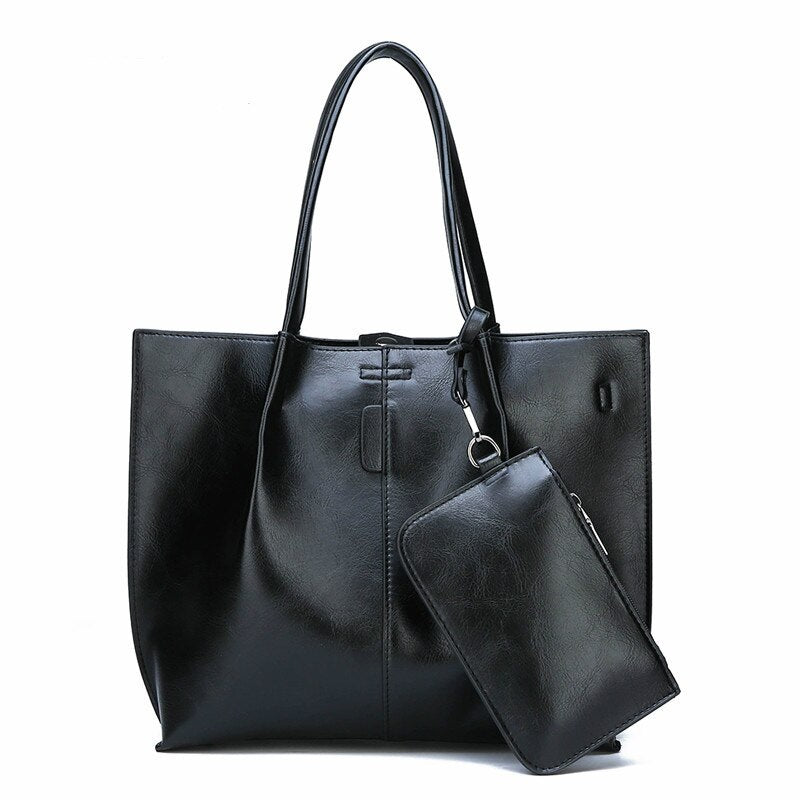 Large Capacity  Luxury Oil Wax Leather Handbags Mssza