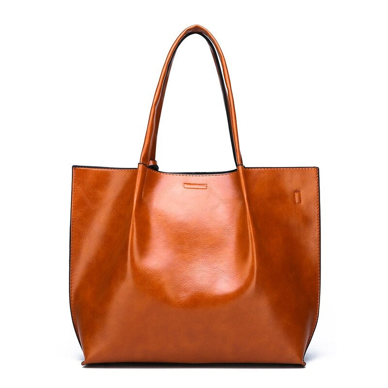 Large Capacity  Luxury Oil Wax Leather Handbags Mssza