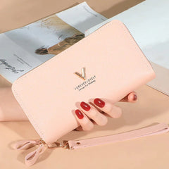 Large Capacity PU Solid Color Zipper Wallet Mssza