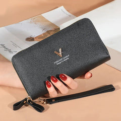 Large Capacity PU Solid Color Zipper Wallet Mssza