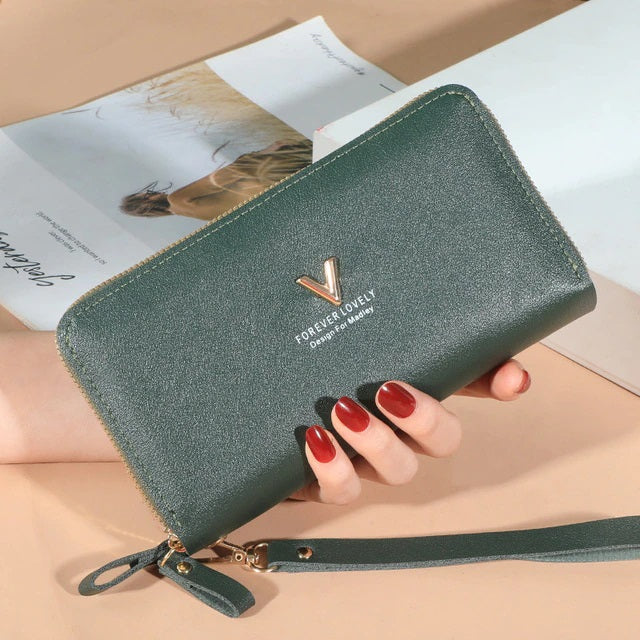 Large Capacity PU Solid Color Zipper Wallet Mssza