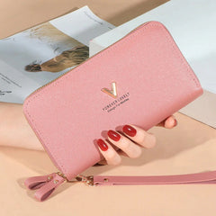Large Capacity PU Solid Color Zipper Wallet Mssza