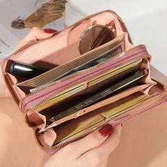 Large Capacity PU Solid Color Zipper Wallet Mssza