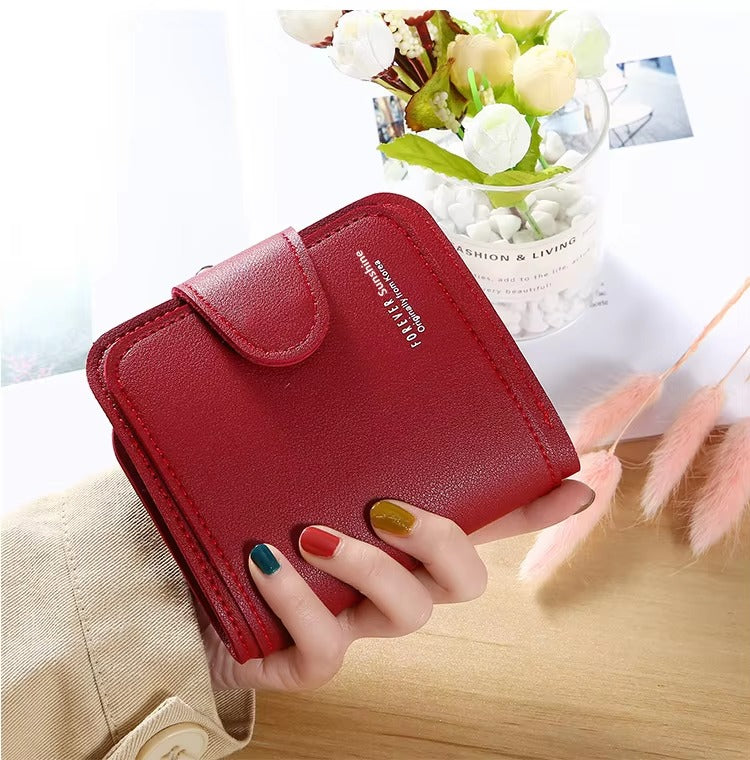 Leather Buckle Zipper Hasp Card Holder Mini Coin Wallet Mssza
