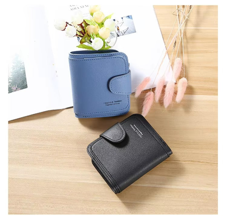 Leather Buckle Zipper Hasp Card Holder Mini Coin Wallet Mssza