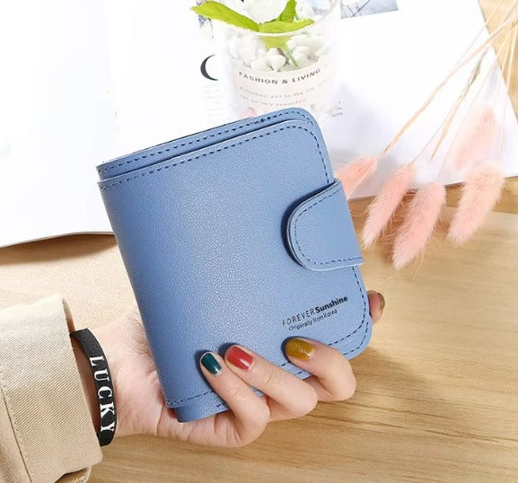 Leather Buckle Zipper Hasp Card Holder Mini Coin Wallet Mssza