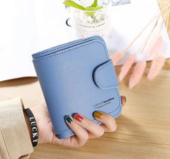 Leather Buckle Zipper Hasp Card Holder Mini Coin Wallet Mssza