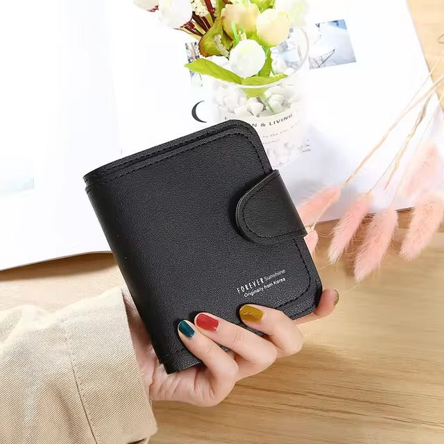 Leather Buckle Zipper Hasp Card Holder Mini Coin Wallet Mssza