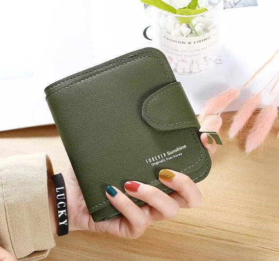 Leather Buckle Zipper Hasp Card Holder Mini Coin Wallet Mssza