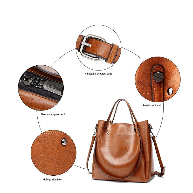 Leather Totes and Simple Style Large Capacity Crossbody Bag Mssza