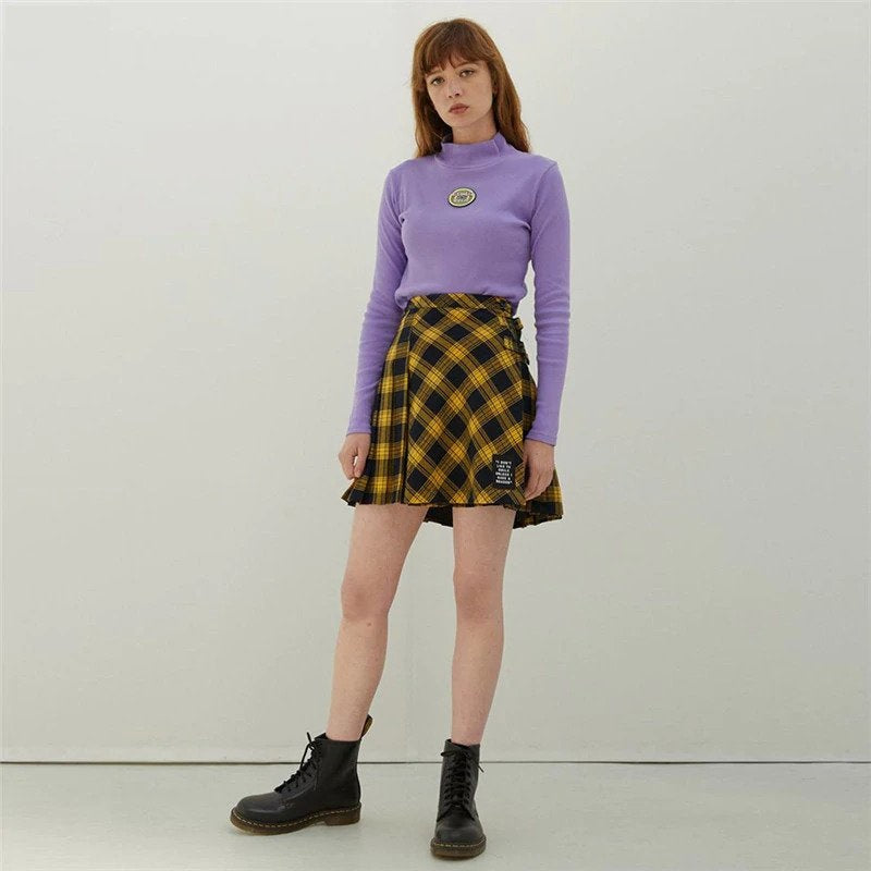 Letter Embroidery Turtleneck T-shirt Mssza