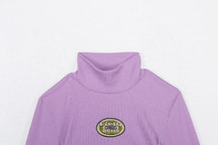 Letter Embroidery Turtleneck T-shirt Mssza