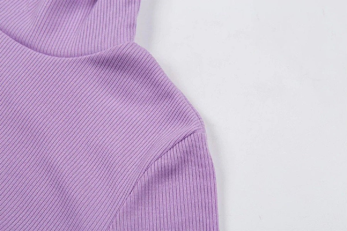 Letter Embroidery Turtleneck T-shirt Mssza