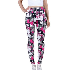Letter Print Gym Yoga Leggings High Waist Pants Running Sports Jogging Mssza