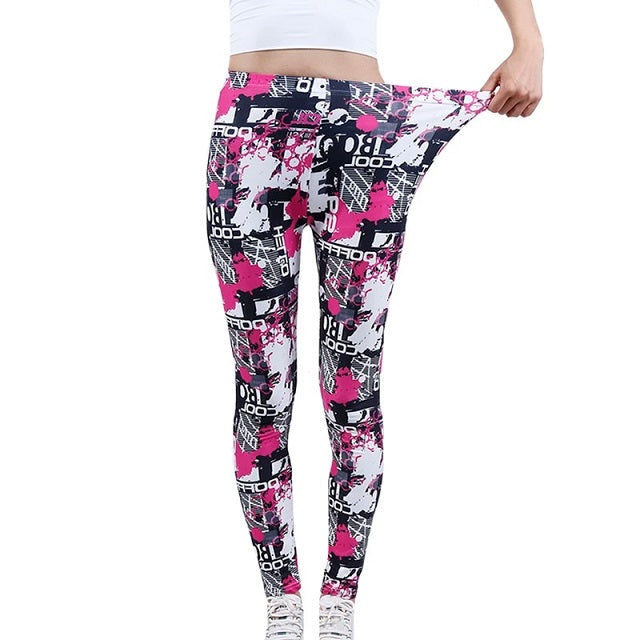 Letter Print Gym Yoga Leggings High Waist Pants Running Sports Jogging Mssza
