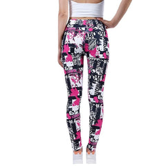 Letter Print Gym Yoga Leggings High Waist Pants Running Sports Jogging Mssza