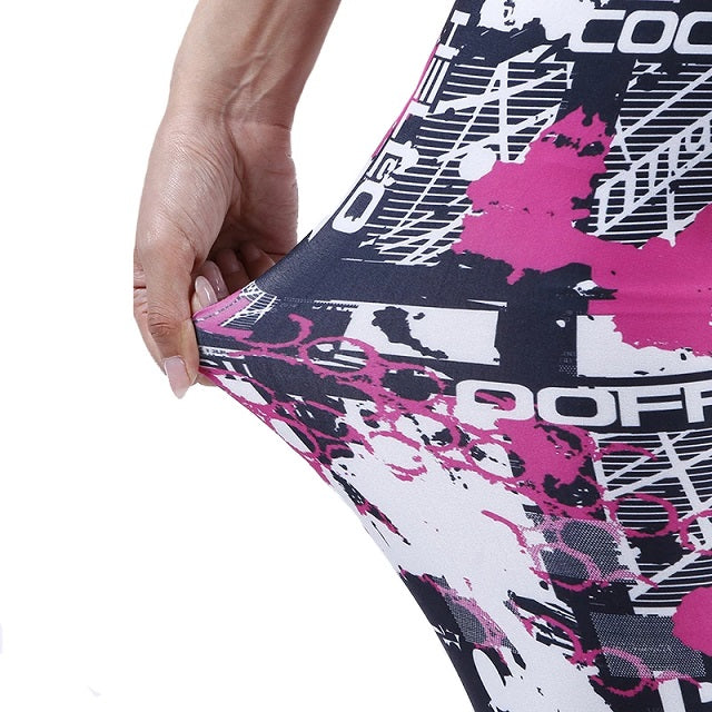 Letter Print Gym Yoga Leggings High Waist Pants Running Sports Jogging Mssza
