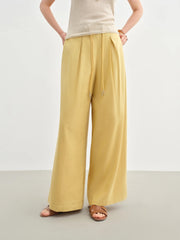 Linen Drawstring Wide-leg Cotton Knitted Drape Loose High Waist Slim Casual Pants Mssza