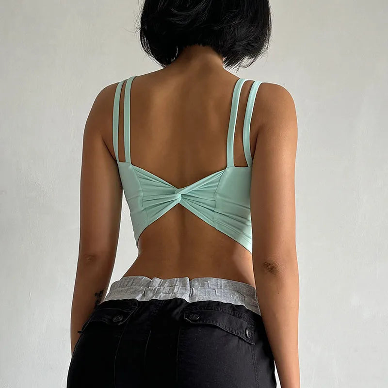 Lingerie Push Up Fixed Pad Back knotted Underwear Running Vest Gym Tops Mssza