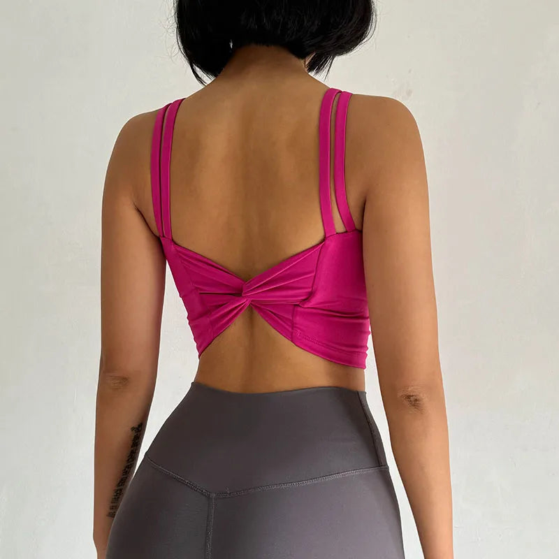 Lingerie Push Up Fixed Pad Back knotted Underwear Running Vest Gym Tops Mssza