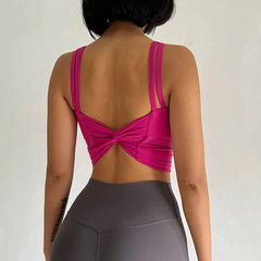 Lingerie Push Up Fixed Pad Back knotted Underwear Running Vest Gym Tops Mssza