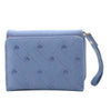 Casual PU Multi Objects Pocket Short Embroidered Love Pattern Wallet Tri Fold Card Bag Mssza