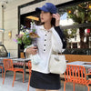 Litchi Pattern Simple and Versatile One Shoulder Cross Shoulder Bamboo Bucket Bag Mssza