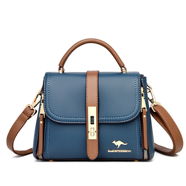 Lock Small Square Leather Crossbody Handbag Mssza