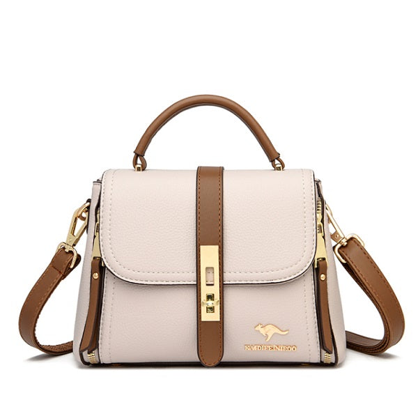 Lock Small Square Leather Crossbody Handbag Mssza