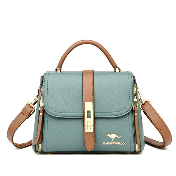 Lock Small Square Leather Crossbody Handbag Mssza