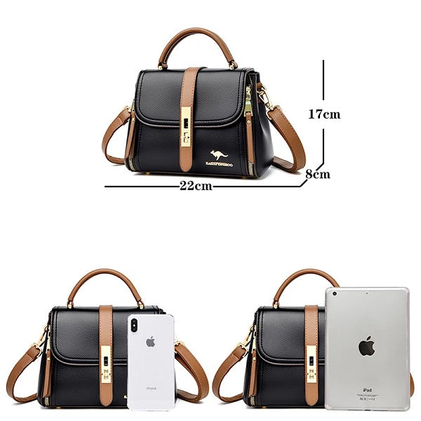 Lock Small Square Leather Crossbody Handbag Mssza
