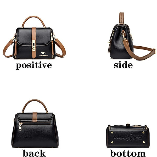 Lock Small Square Leather Crossbody Handbag Mssza