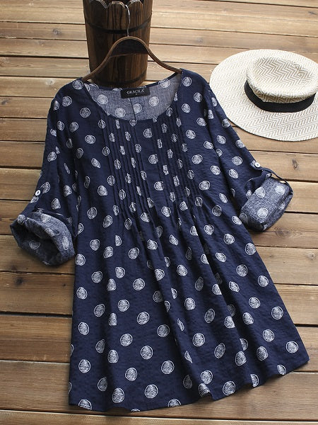 Long Adjustable Sleeve Vintage Blouse Mssza