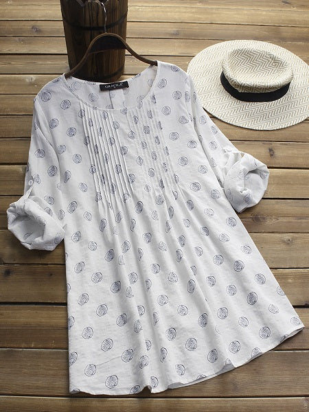 Long Adjustable Sleeve Vintage Blouse Mssza