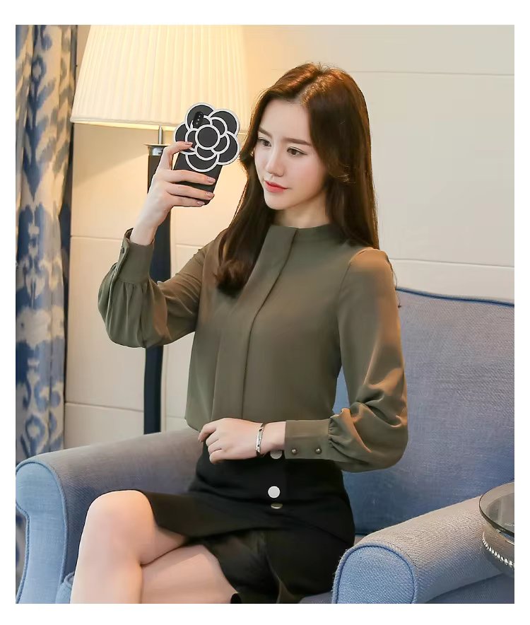 Long Sleeve Casual Chiffon Blouse Shirts Mssza