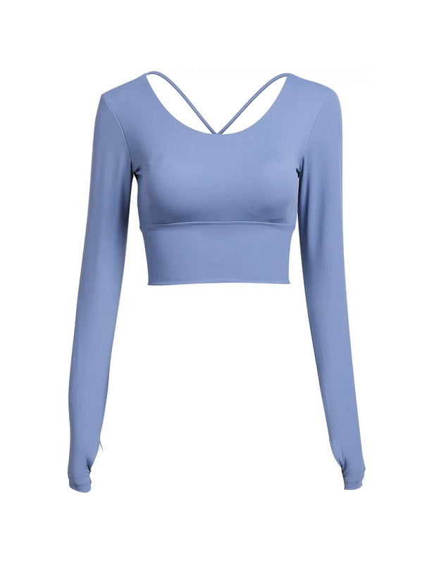 Long Sleeve Fitted Cropped Sport T-shirt Mssza